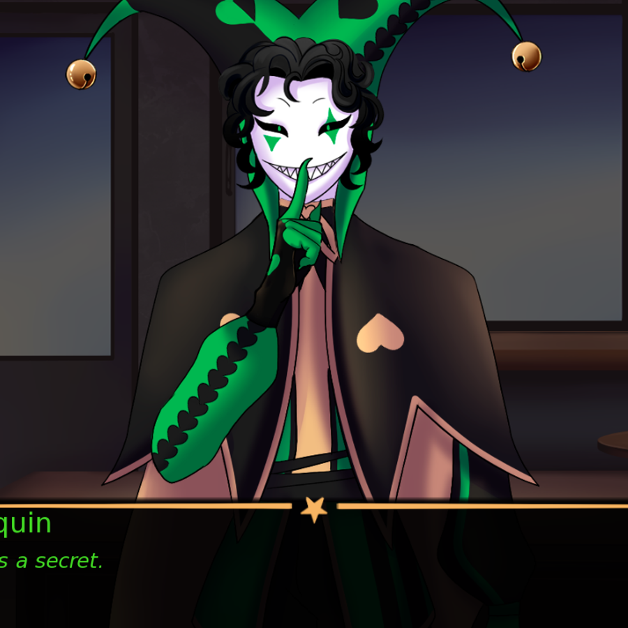 Harlequin — the green-clad clawed rival of The Freak Circus (stylised fan art)